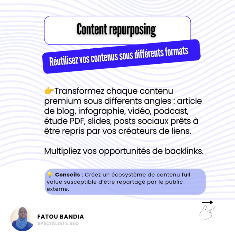 content repurposing netlinking seo fatou bandia